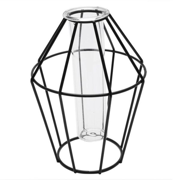 

vases nordic style 3d glass iron art geometric vase with cuvette tableplant bonsai flower wedding home decoration accessories di