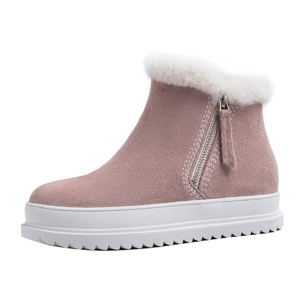 

boots 2021 snow for women cow suede warm ankle plush winter high quality, Black