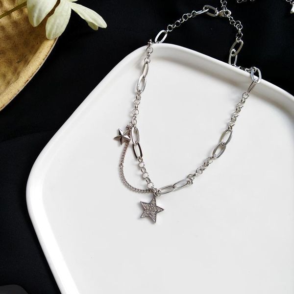 

chains oe simple star pendant necklace woman personality punk jewelry gift accessories, Silver