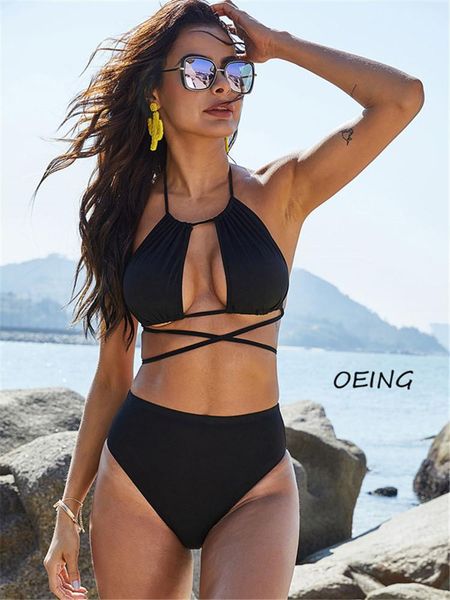 

women's swimwear plus size swimsuit 5xl 2 piece sets womens bikini bathing suit women high waist swimming 2021, White;black