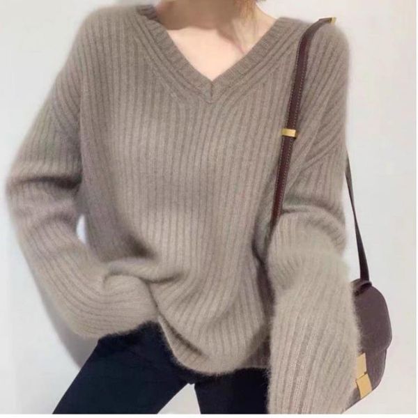 

pullover sweater women 2021 autumn winter solid v neck sweaters korean style knitted long sleeve jumpers casual women's, White;black