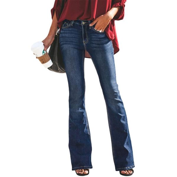 

autumn winter high waist mom jeans mujer flare for women denim slim wide leg female pants plus size ladies women's, Blue