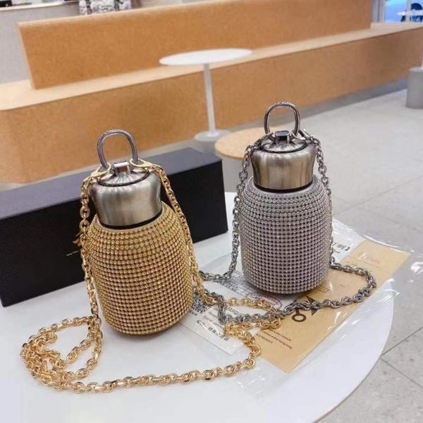 

water bottles vacuum flask portable wear-resistant stainless steel stylish insulation cup for camping fashion rhinestone heat preserving