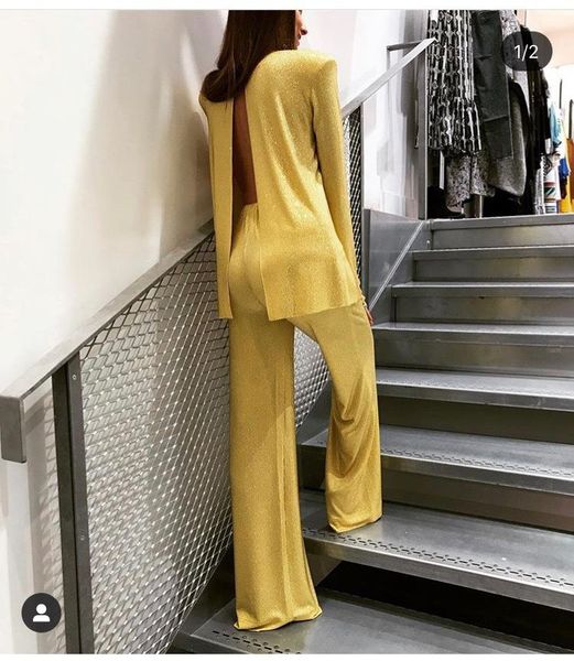 

luxury women diamonds backless blouse with fashion long trouse pants 2 color ddxgz2v 12.24 women's two piece, White