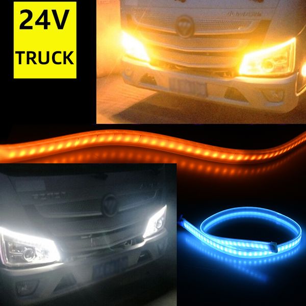 

2pcs 24v drl daytime running light bar car styling accessories with turn signal for truck universal auto 24v guide strip lamp