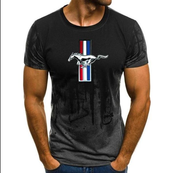 

men's t-shirts 2021 mustang men t shirt gradient color short sleeve beefy tee casual man o neck hedging selling, White;black