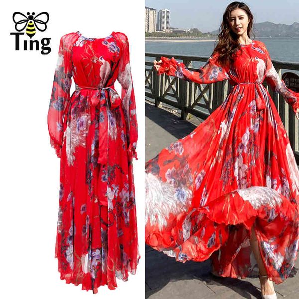 

summer bohemian flower flowy chiffon maxi long dress high qulity silkly loose fit women dreses vestidos large sizes traf 210513, Black;gray