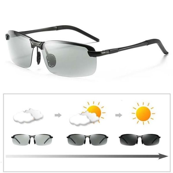 

fashion sunglasses fashion sunglasses rimless driving pchromic sunglasses polarized chameleon discoloration sun glasses for men masculino, Black