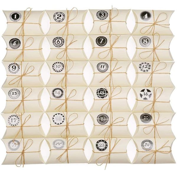 

gift wrap 24pcs christmas advent calendar candy pillow box with 24 number stickers blank tag diy holiday xmas countdown paper bag