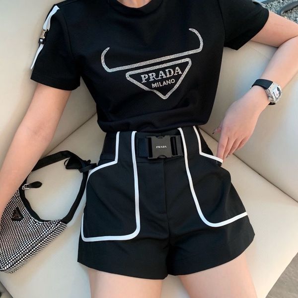 

[p family]21ss new shorts versatile simple lines outline belt shorts finished on july 4], White;black