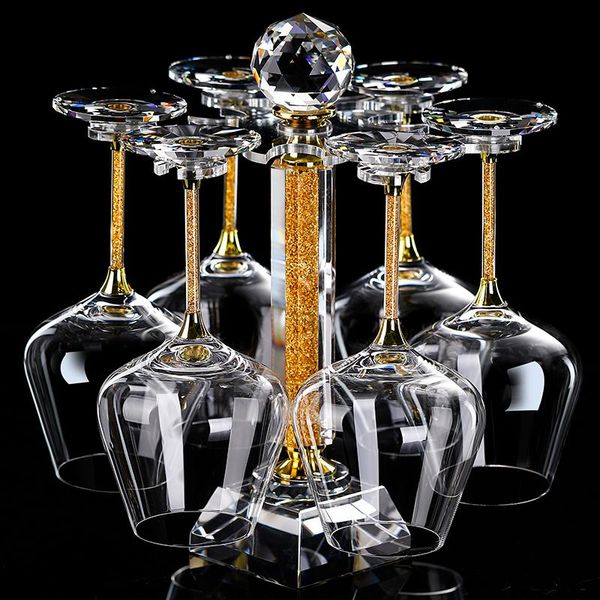 

wine glasses crystal diamond goblet holder upside down rotating glass with drill lead-household set