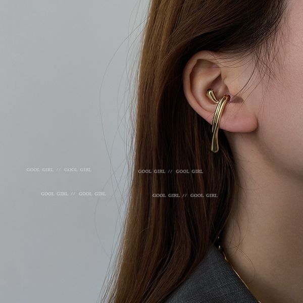

gold plated diamond earrings with irregular geometry and no ear holes, Golden;silver