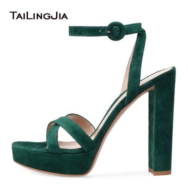 

open toe platform high heel green faux suede sandals for women pink evening dress heels white pu chunky summer shoes 2021, Black
