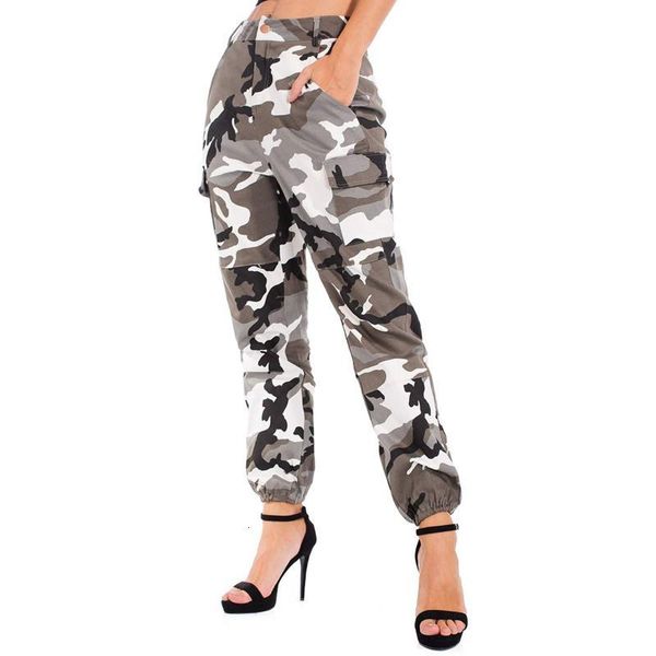 

women's pants & capris fashion camouflage women army green gray high waist slim camo cargo trousers hip hop street jogger sweatpan, Black;white