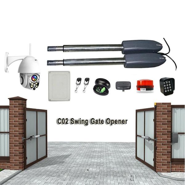

outdoor automatic swing door motor double arm opener, operator access monitoring accessories optional fingerprint control