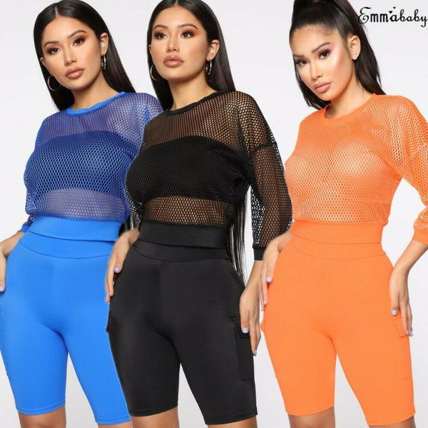 

women perspective summer clubwear lace mesh shirt long sleeve tee transparent blouse orange black blue women's blouses & shirts, White