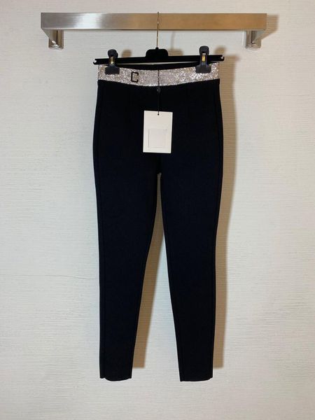 

women's leggings women waistline letters rhinestones sparkling decoration slimming thin feet boots and velvet warm pants, Black