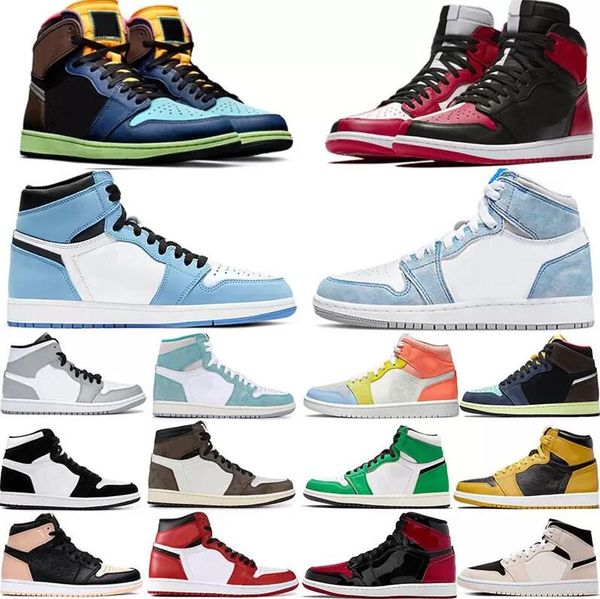 

jumpman 1 men basketball shoes 1s unc og hyper royal university blue flight mocha red backboard sport sneaker designer trainer