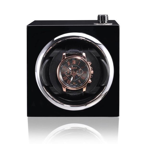

watch boxes & cases automatic mechanical winder black leather classic motor shaker holder display jewelry storage box remontoir, Black;blue
