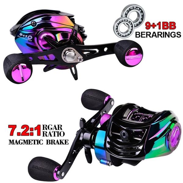 

colorful fishing reel 7.2:1 carbon shell lightweight 9+1bb magnetic max drag 22lb bait casting baitcasting reels