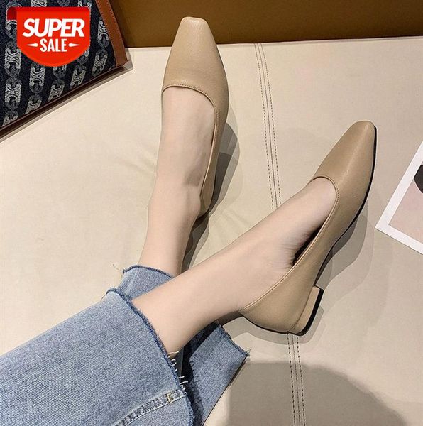 

low-heel pumps single shoes square heel scalp black work one-step women's #pr0i