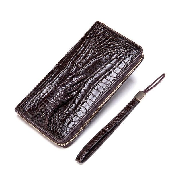 Carteiras Crocodilo Genuíno Carteira De Couro Carteira Homens Longo Alligator Masculino Saco De Dinheiro Viagem Portomonee Bolsa Com Pocket Phone Bolso