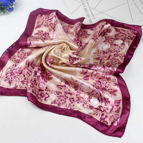 

scarves 50x50cm fashion women square scarf fake silk wraps elegant floral spring summer head neck hair tie band neckerchief, Blue;gray
