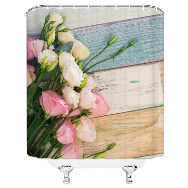 

waterproof shower curtain green fresh printed bath polyester fabric home decor curtains with 12 hooks