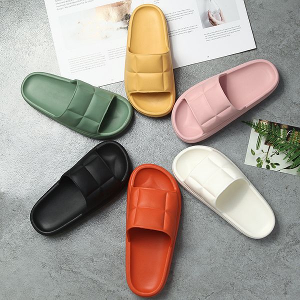 

summer men women thick-soled slippers indoor household couple slides bathroom bath non-slip comfortable slippers k722, Black