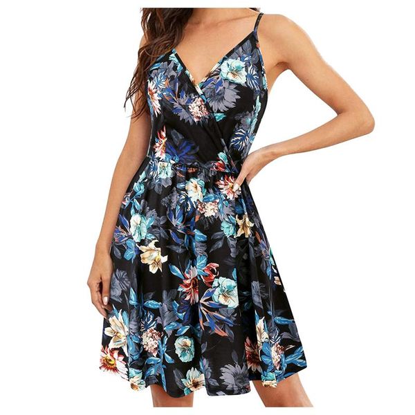 

party dresses print short summer dress women vacation backless casual v neck slim beach mini vestidos female 76#g, White;black