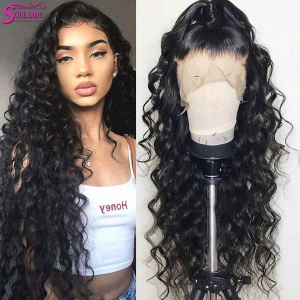 

lace wigs 30 inch loose deep wave wig malaysian 13x4 t part front human hair for women pre plucked frontal, Black;brown