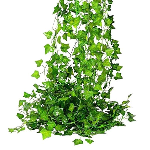 

artificial green plants hanging ivy leaves radish seaweed grape fake flowers vine home garden wall party decoration decorative & wreaths