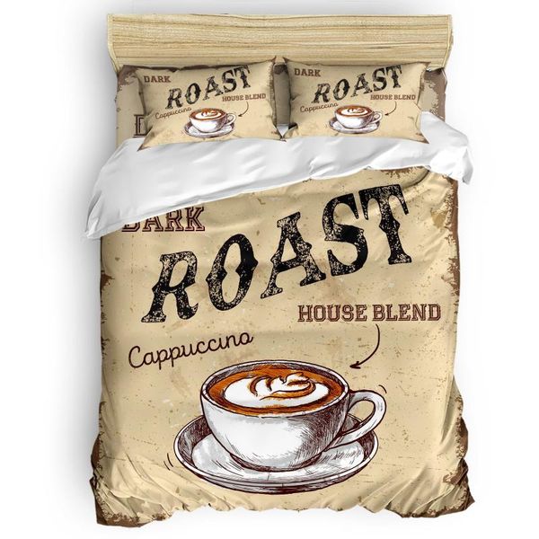 

bedding sets coffee retro style cappuccino set bed sheet pillowcase bedroom comforter home duvet cover