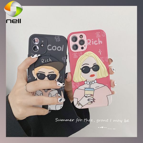 

3d couple apple 11promax phone case new iphone 12 promax cases soft xsmax xr 8plus 7p personality xs silicone stereoscopic shell