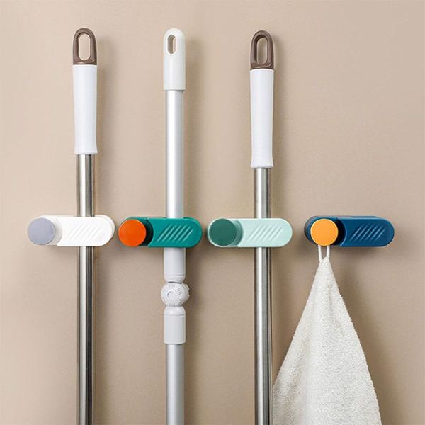 

hooks & rails multi-purpose wall mounted mop organizer holder rackbrush broom hanger hook kitchen bathroom strong