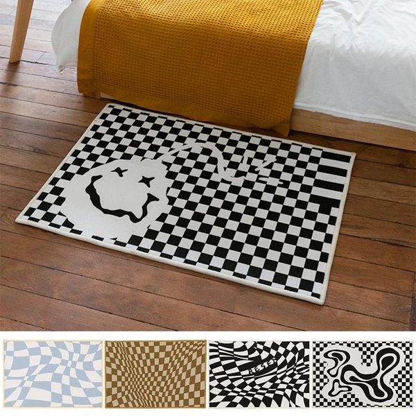 

carpets ins checkerboard rug bath mat absorbent entrance doormat bedside area rugs living room bathroom home decoration tapis
