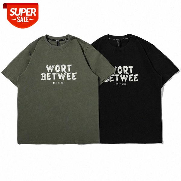 

mansclot graffiti letter printing round neck short-sleeved t-shirt men's half-sleeved #fb6m, White;black