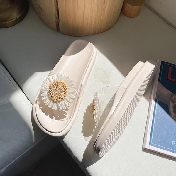 

slippers summer fashion women clear cute flower casual soft floral women's platform outdoor beach kk39, Black