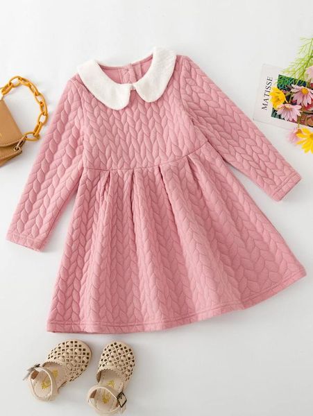 

toddler girls textured borg collar dress she, Red;yellow