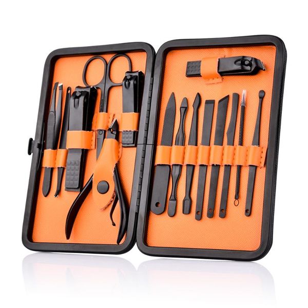 

nail art kits 15pcs stainless steel clipper set kit eyebrow tweezer acne needle pedicure manicure professional grooming
