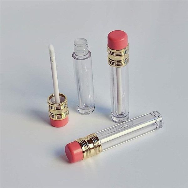 

storage bottles & jars empty pencil lip gloss tube round lipgloss packaging bottle plastic clear refillable container wand 50/100pieces