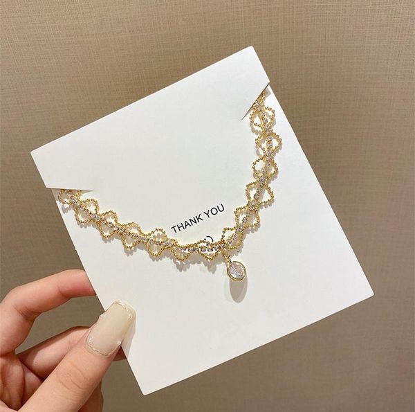 

chains korean lace style gorgeous women's necklace lovely short paragraph super fairy niche design sense clavicle chain, Silver