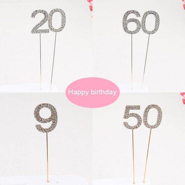 

other event & party supplies 1pc number"0-9" cake er gold diamond-studded for dessert anniversary birthday decoration wedding