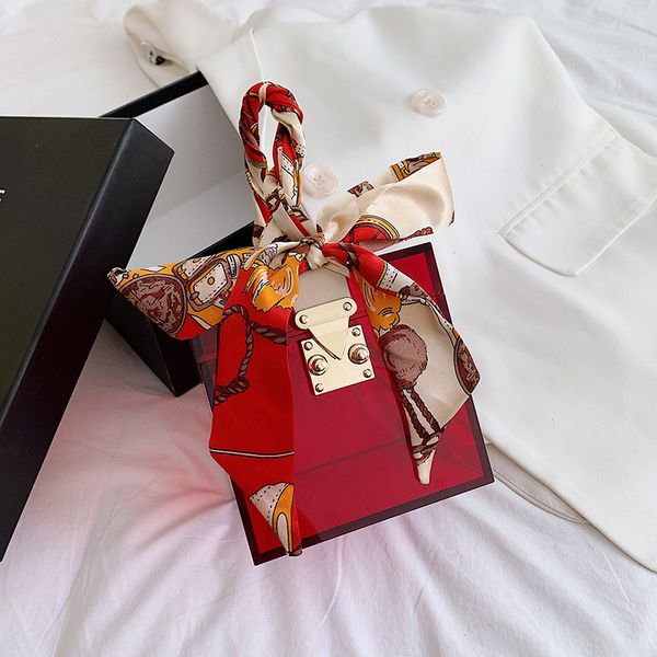 

evening bags silk scarf, hand-held acrylic plastic box, hand , dinner