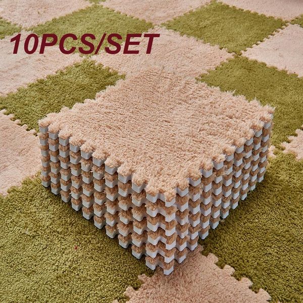 

30x30cm eva foam diy puzzle mat long hair villi shaggy carpet plush soft area rug children baby playmat carpets