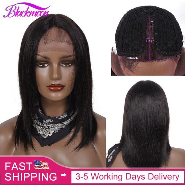 

brazilian lace part human hair wigs straight 13x1 hairline t wig natural color swiss for women1, Black;brown