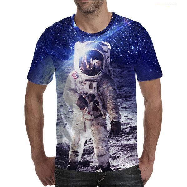 

men's t-shirts 2021 summer space exploration series walk astronaut 3d t shirts fashion casual men's t-shirt short sleeve o-neck, White;black