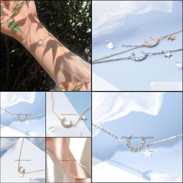 

bangle bracelets jewelry sier plated girlfriend zirconia moon star romantic bracelet women female birthday gift drop delivery 2021 orjnc, Black
