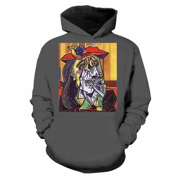 

men's hoodies & sweatshirts world famous paintings 3d printing sweatshirt men and women art autumn winter streetwear, Black