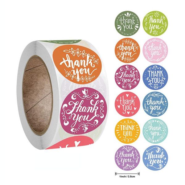 

gift wrap 500pcs/roll thank you stickers for seal labels 1 inch christmas packaging birthday party offer stationery sticker